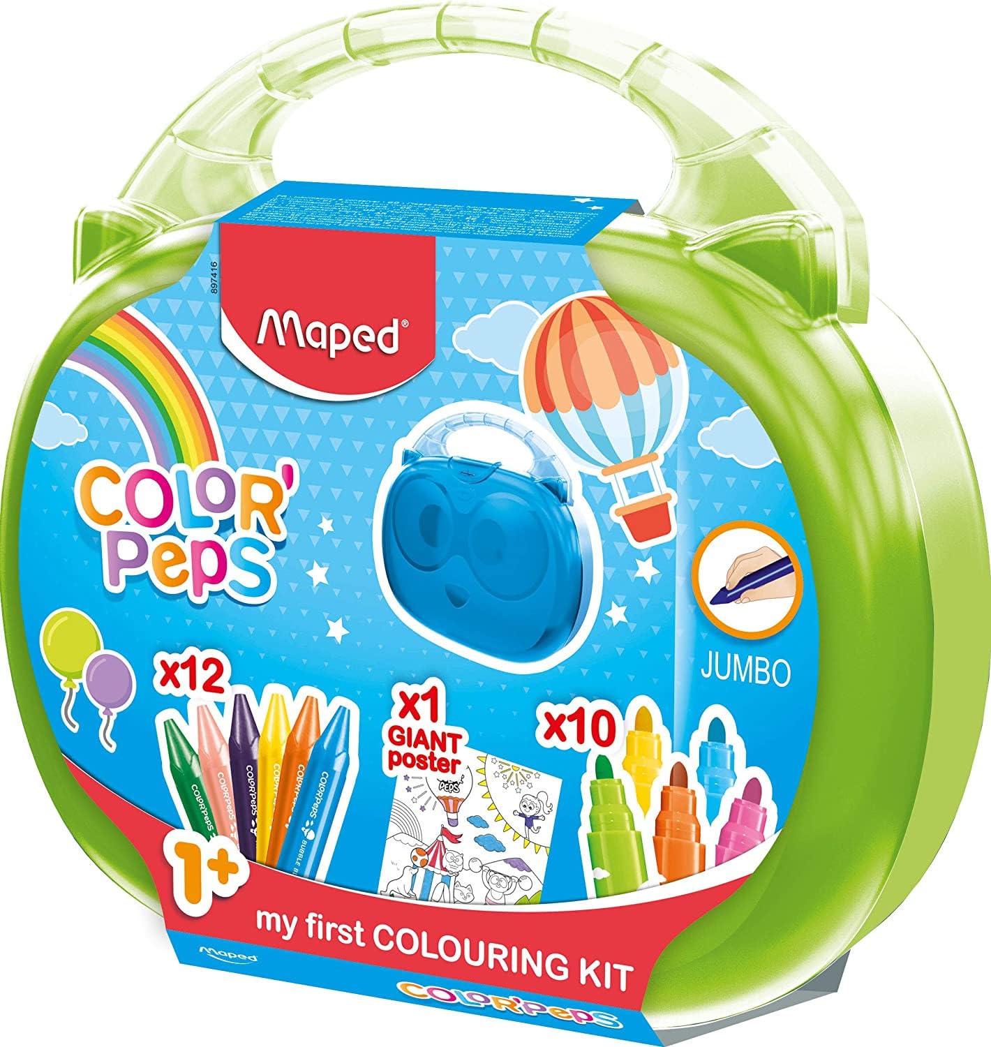 Maped Color'Peps My First Jumbo Colouring 23 piece Activity Case - Age 1+ includes colouring pencils and giant poster