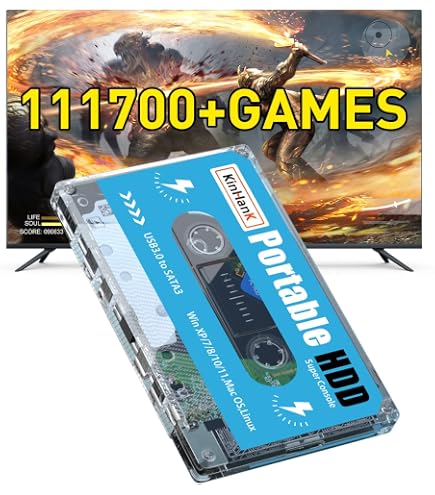 Kinhank 12TB HDD Retro Gaming Hard Drive with 96000+ Classic Games