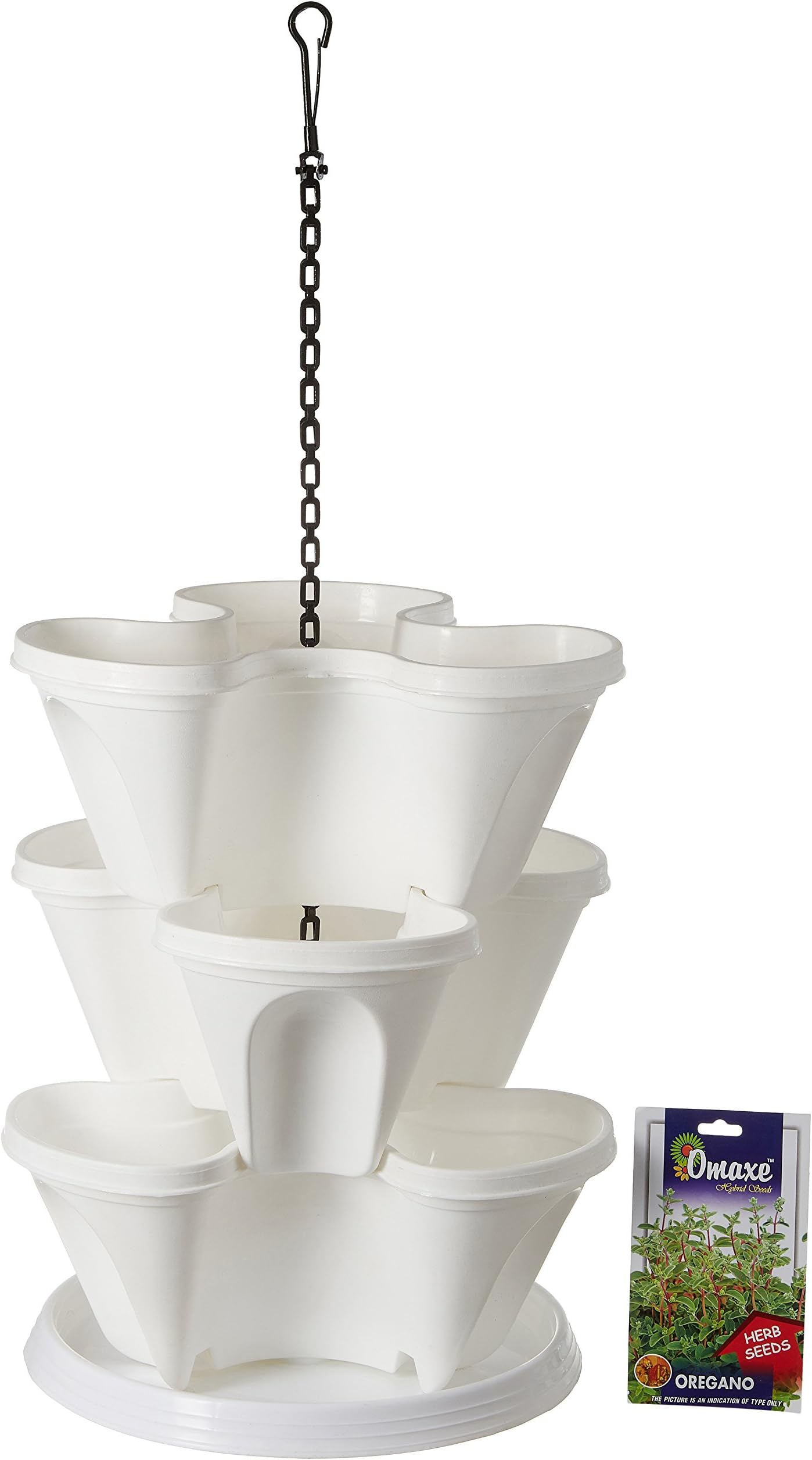 Gardens Need Plastic Stack-A-Pot Hanging Set (White, 5-Pieces)