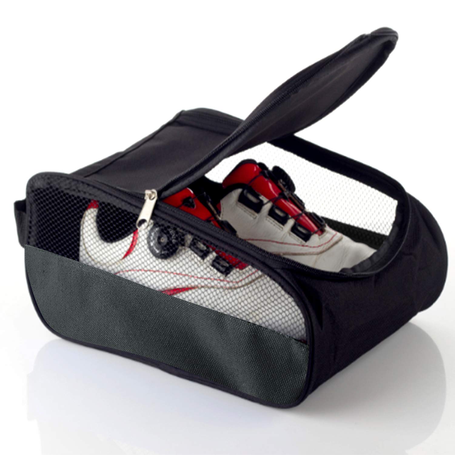 Getfitsoo Golf Shoe Bag, Gray Golf Shoes Bags Men/Women Outdoor Zippered Carrier Bags with Ventilation Sport Shoes Bag Travel Shoe Bags （Grey）