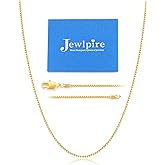 Jewlpire 14-26 Inch 1.3MM Gold Plated 925 Sterling Silver Box Chain Necklace for Women, Thin Women's Chain Necklaces