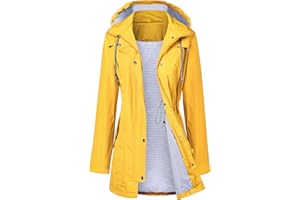 LOMON Raincoat Women Waterproof Long Hooded Trench Coats Lined Windbreaker Travel Jacket S-XXL