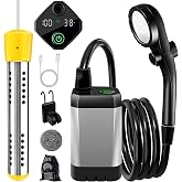 LanBlu Portable Shower with 2000W Heater 6000Mah Portable Heated Shower | Portable Shower With Auto-Off Heater,Intelligent Led Display, 4 Spray Modes, Ipx7 Waterproof Outdoor Camp Pump