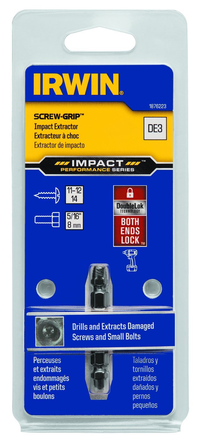 IRWIN 1876223 Impact Performance Series Grip Double-Ended Screw Extractor Insert Bit, De-3