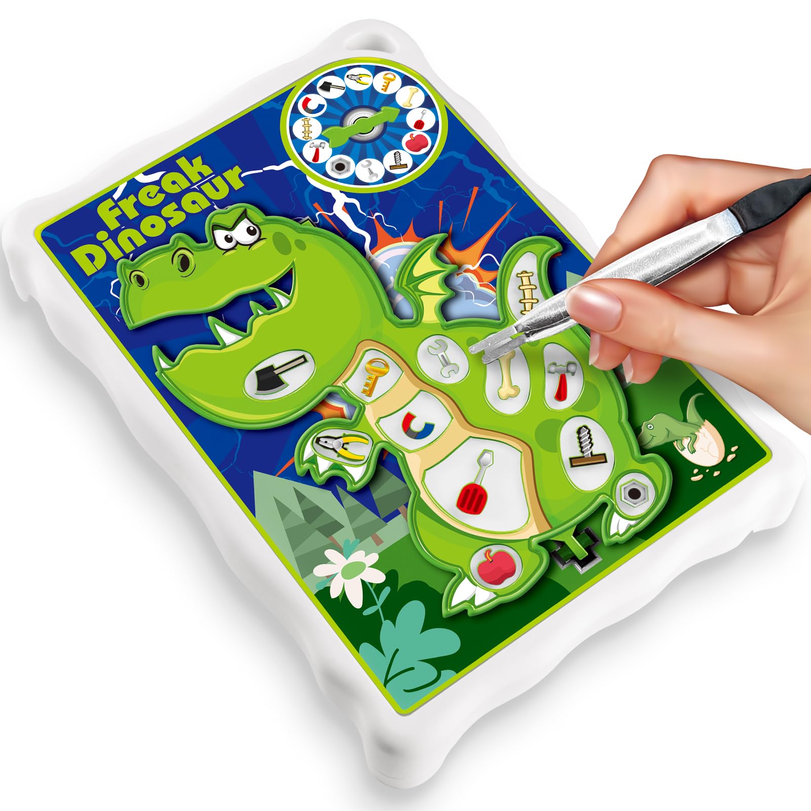 Photo 1 of VIZIKN Dinosaur Operate Board Game for Kids Ages 3-8, Fun Games Operate Game Play with Tweezers & Fun Game Pieces, Family Games for Kids,Board Toys for 1+ Players