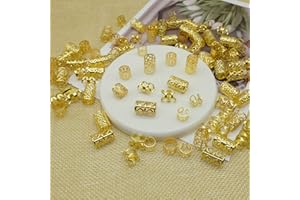 LEILEIXI 100 PCS Gold Dreadlock Locs Accessories for Hair, Hair Jewelry for Braids Hair Rings for Women and Girls, Adjustable Cuffs Braiding Hair Rings Decoration