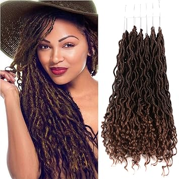 Amazon Com Una 6pcs Lot Faux Locs Crochet Hair Wavy Goddess Locs
