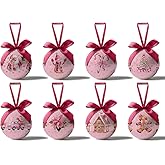 Pink Christmas Decor - Pink Christmas Tree Decorations Snowman Santa Candy Hanging Ornaments Balls, Cute Decorations Ball 2.36 Inch for Xmas Tree Party Home Holiday，Xmas Gifts Set of 16Pcs
