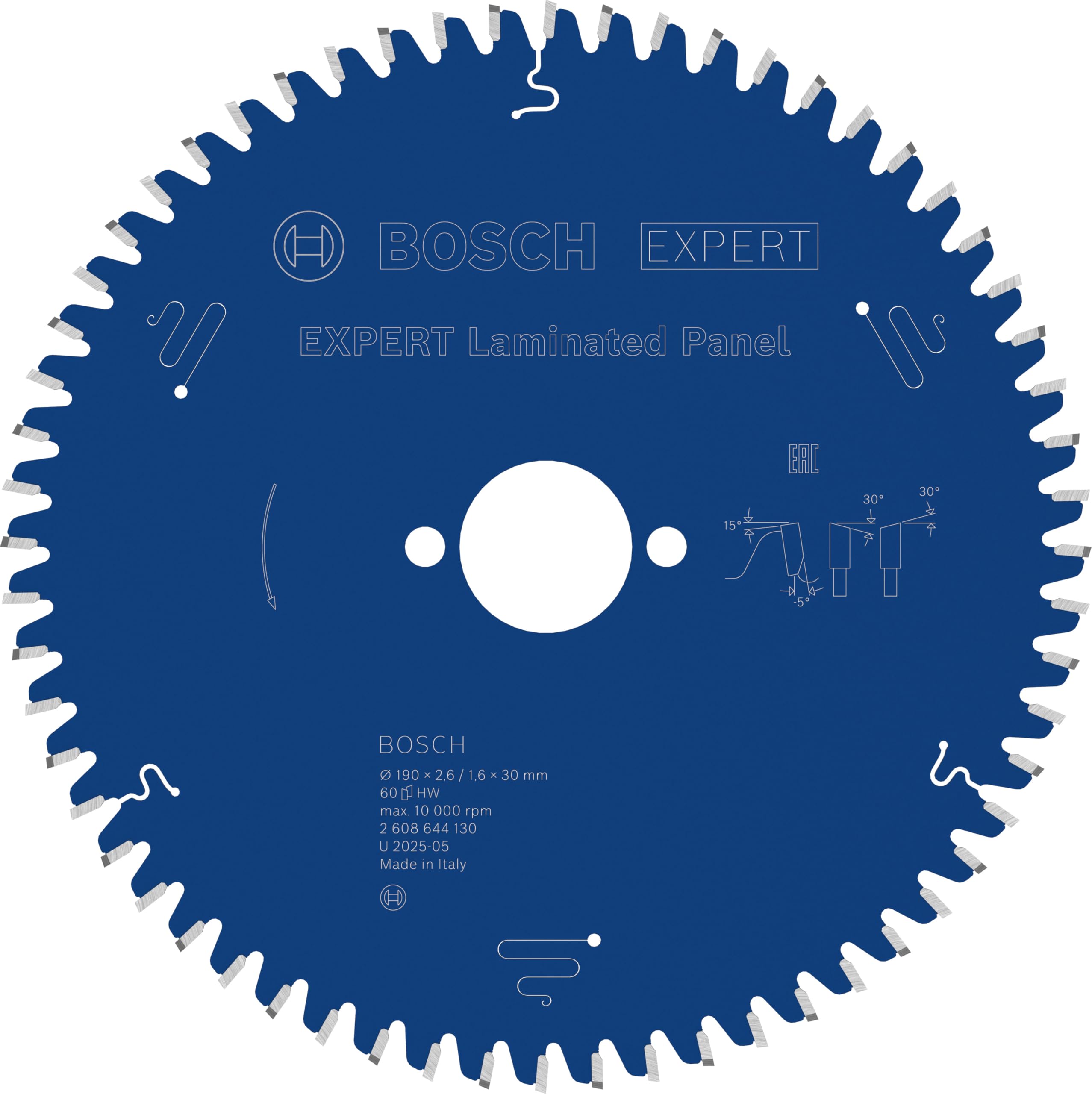 Bosch 1x EXPERT Laminated Panel Corded Circular Saw Blade for Handheld Circular Saw (for Plastic coated boards, Ø mm, Professional Accessory Hand-Held Corded Circular Saws)