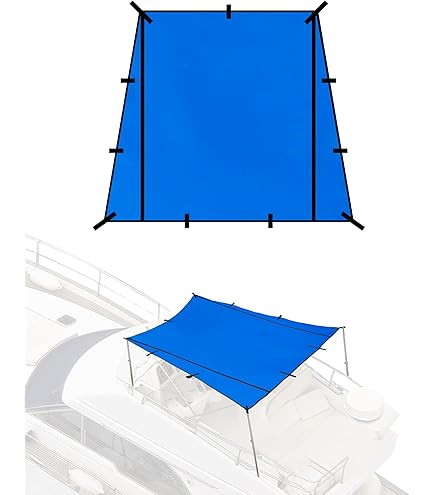 9x10 Ft T-Top Boat Shade - Navy Blue Waterproof Sun Canopy For Boats