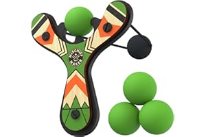 Mighty Fun! - Mischief Maker® Wooden Slingshot - Classic Series - Real Wood Slingshot for Kids, 4 Soft Foam Balls and Storage Bag - Ages 4+ (Green)