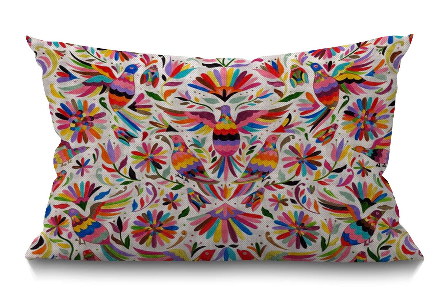 BGBDEIA Mexican Design Colorful Pigeons Pheasant Cotton Linen Cushion Cover Lumbar Pillow CaseHome Office Decorative Rectangle Throw Pillow Cover 30 x 50 cm 12 X 20 Inches