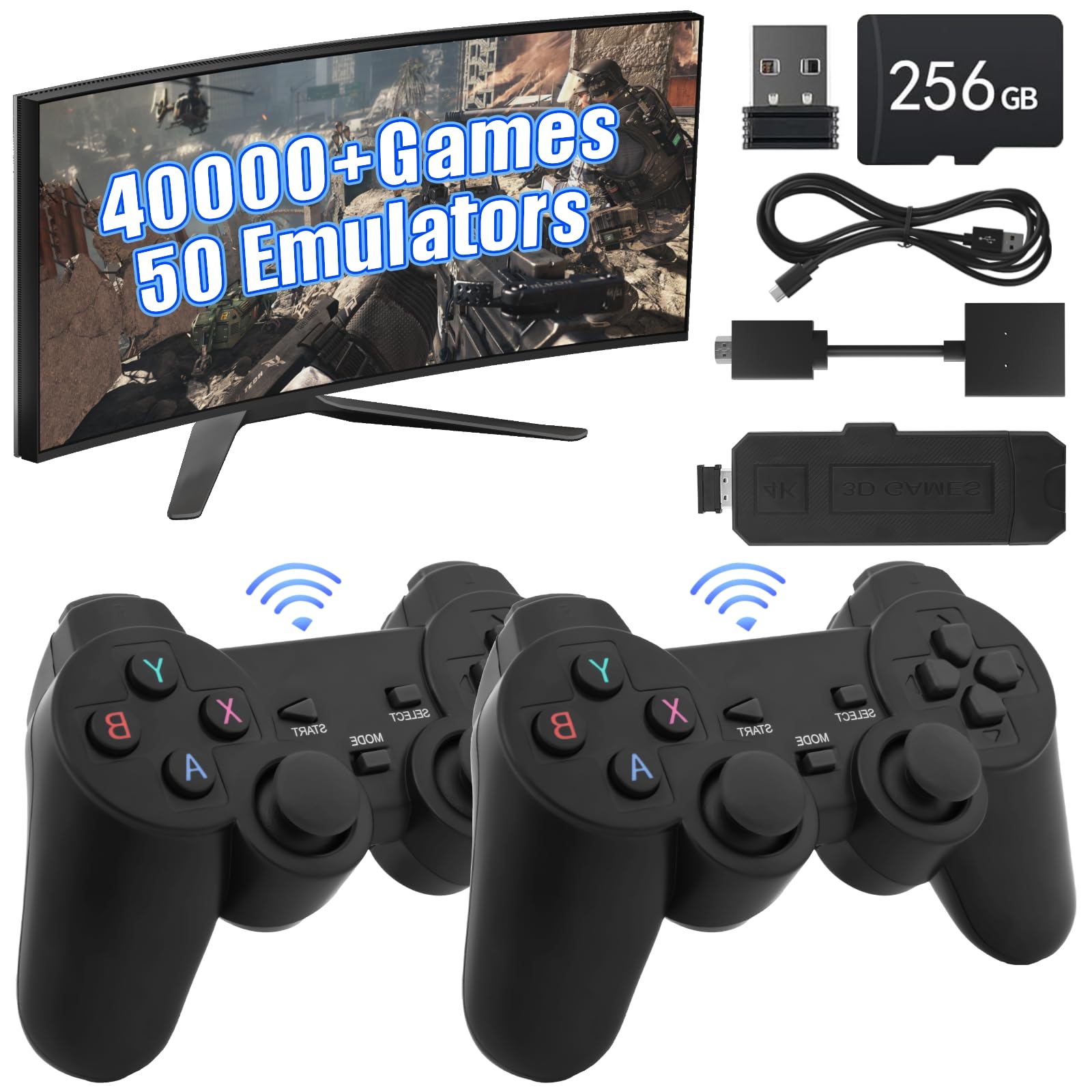 Console Rétro 4K HDMI Game Stick Portable - 20000 Jeux Intégrés Avec Manette Sans Fil 2.4G | Plug & Play Cadeau Noël Famille !