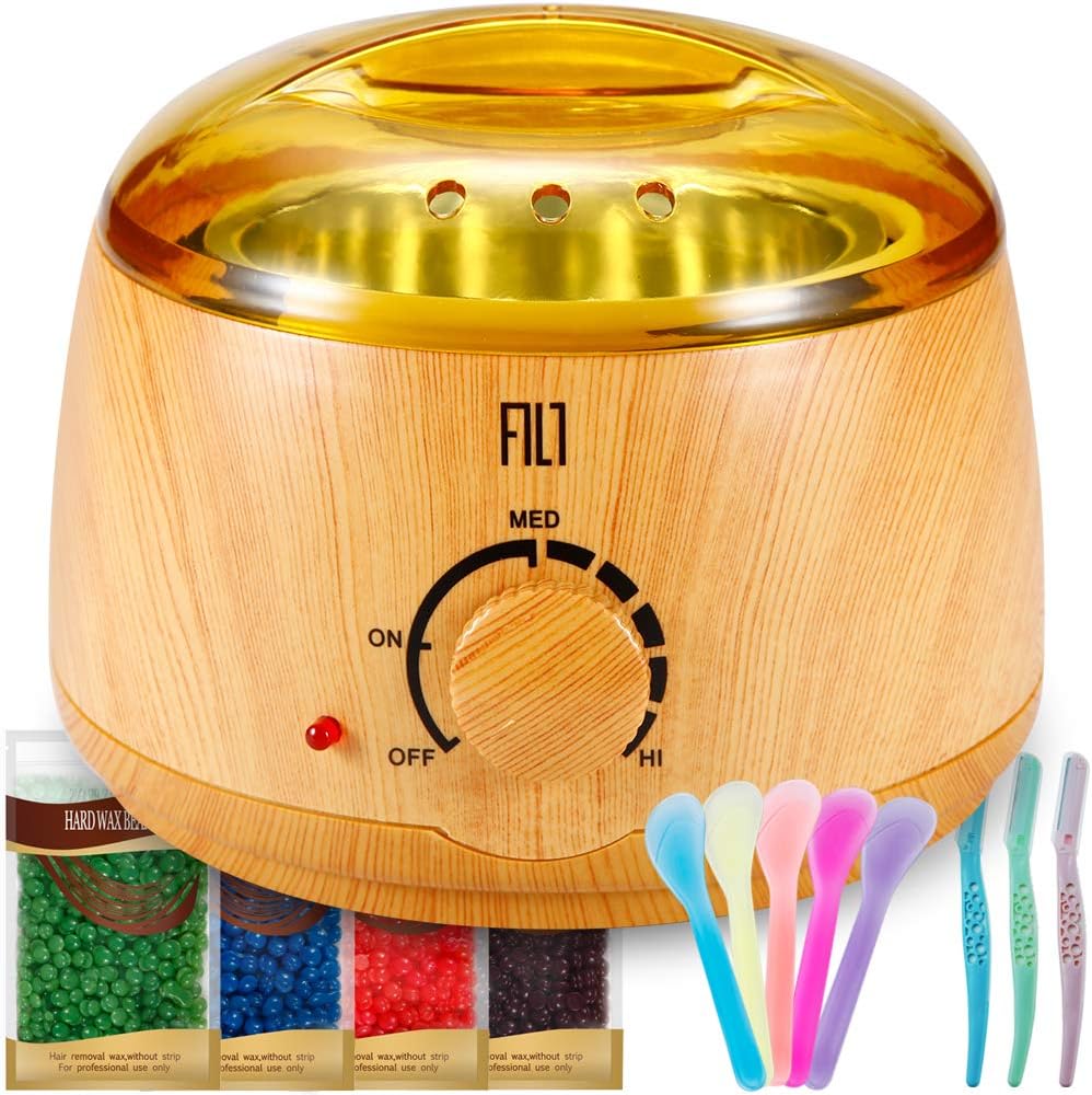Wax Kit DUAIU Professional Electric Wax Heater for Remove Facial Hair Body Hair with 4 Packs Wax Bean 5pcs Recyclable Wax Applicator Sticks