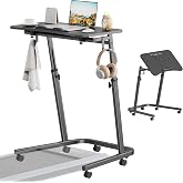 Walking Pad Desk with Tilt Top, Adjustable Standing Desk for Treadmill | Mobile Rolling Laptop Table with Wheels, Sit to Stand Up Desk for Home Office Workstation, Bike/Walking Pad/Treadmill Trainer