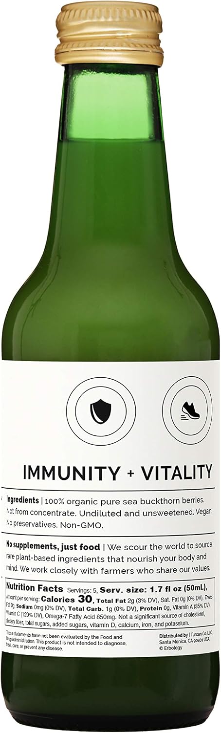 Erbology Organic Sea Buckthorn Juice 250ml, Supports Immunity and Boosts Energy, High in Vitamin C, Omega-7 and Beta-carotene - Image 4