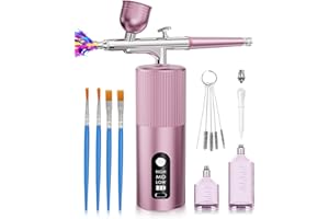 REXLEY Airbrush Kit with Compressor - Airbrush for Nails,48PSI Screen Display Air Brush,Rechargeable Wireless Airbrush Gun Machine for Nail Art, Makeup, Painting, Cake Decor