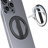 KAHITE AirLoop Ultra Thin Phone Grip with Soft Elastic Finger Strap, Strong Adhesive with Back-Side Magnetic Ring Holder Loop, Ultra Light Accessories for Phone-Black