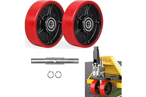 RDUIGT 2PCS Pallet Jack Load Wheel, Pallet Jack Wheels 180 x 50 mm with Pre-Installed Bearings, PU Pump Jack Wheels for Palle