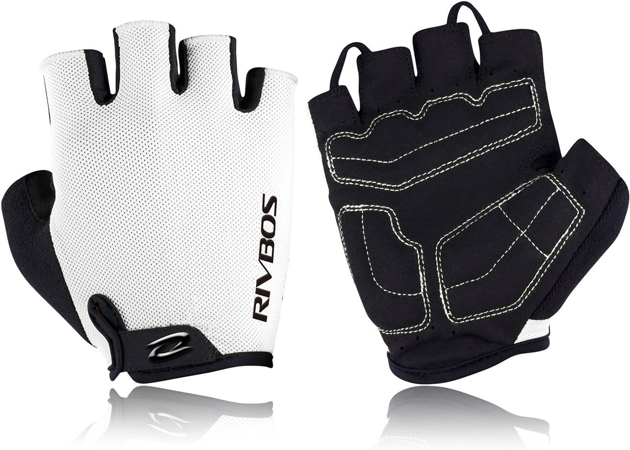 RIVBOS Motorcycle Bicycle Mountain Bike Gloves for Men Women Cycling Riding Driving Sports Outdoors Exercise with Fingerless Fashion Design Foam Padding Breathable Mesh CHG001