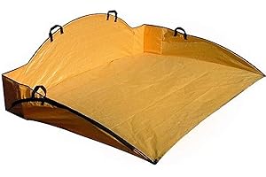 YFUG GO Reusable Cleanup Tarp for Lawns and Gardens - Landscape and Yard Accessories, Rake Leaves and Debris, Easy To Use, Collapsible Design, Sport, ( 4’ X 6’), Orange