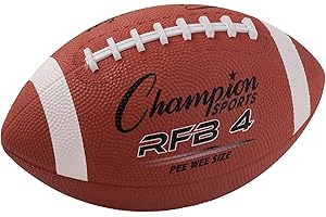 Champion Sports Rubber Football – Durable All-Weather Football with Enhanced Grip - Backyard Play & Training – Pee Wee to Official Sizes