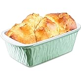 NUTRIUPS 9 x 6 Inch Rectangular Ceramic Loaf Pan for Baking Bread (Green)