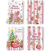 Arquiel Christmas Gingerbread Tea Towels, Pink Cotton Kitchen Towel 18.9 × 27.5 Inch, Quick Drying Dish Cloth for Party Anniversary Holiday Decoration Housewarming