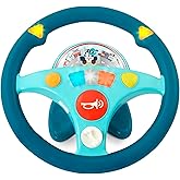 B. toys Steering Wheel Toy, Woofer's Musical Driving Wheel Toy, Activity | Pretend play driving wheel with horn, siren, blinkers, volume control, 5 tunes, 6 sounds, and lights, Activity, 2+ Years