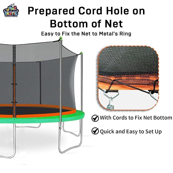 14FT TRAMPOLINE NET REPLACEMENT WITH 6 CAPS, TRAMPOLINE NET FIT FOR 14FT ROUND-6 STRAIGHT POLES(NOT INCLUDE POLES)