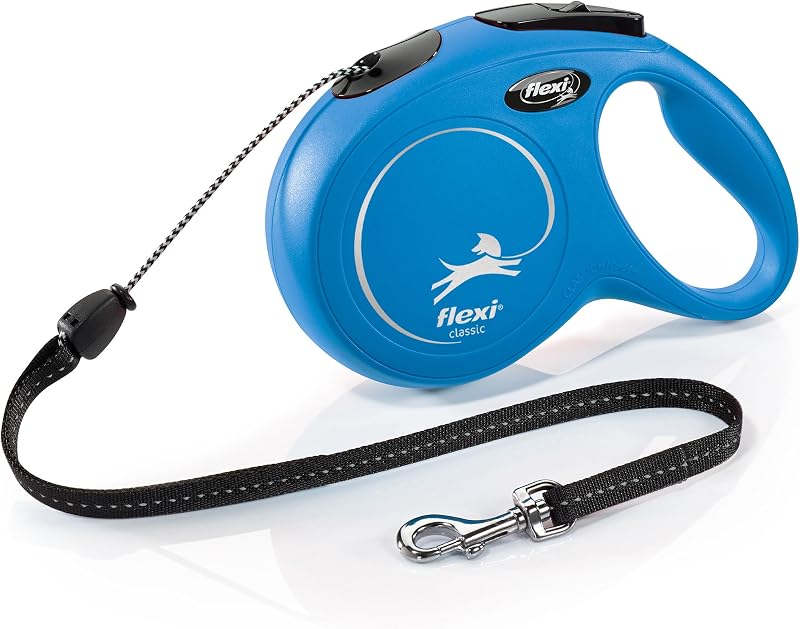 ® Classic M | Laisse rétractable à cordon de 8 m pour chiens jusqu'à 20 kg | Bleu | laisse à enrouleur pour chien | Poids : 350 g | Dimensions : 12,2 x 19,5 cm