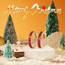 GLOQUAT Ruby Red Crystal Hoop Earrings 14K Gold