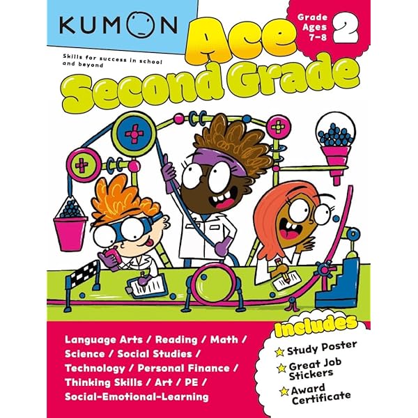 Kumon Ace Second Grade-Includes Study Poster, Stickers and Award