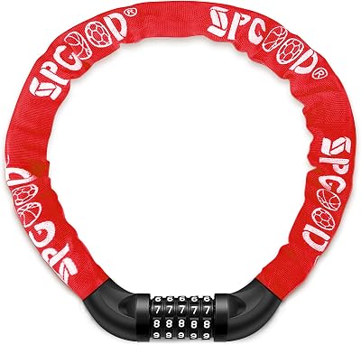 SPGOOD Bike Lock 830mm Heavy Duty Chain 5-Digit Resettable Red