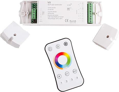 ledupdates rgb rgbw ww cw cct tira led controlador de luz 5 en 1 compatible con cambio de color rgb luz luz luz led calida blanco frio cambio de