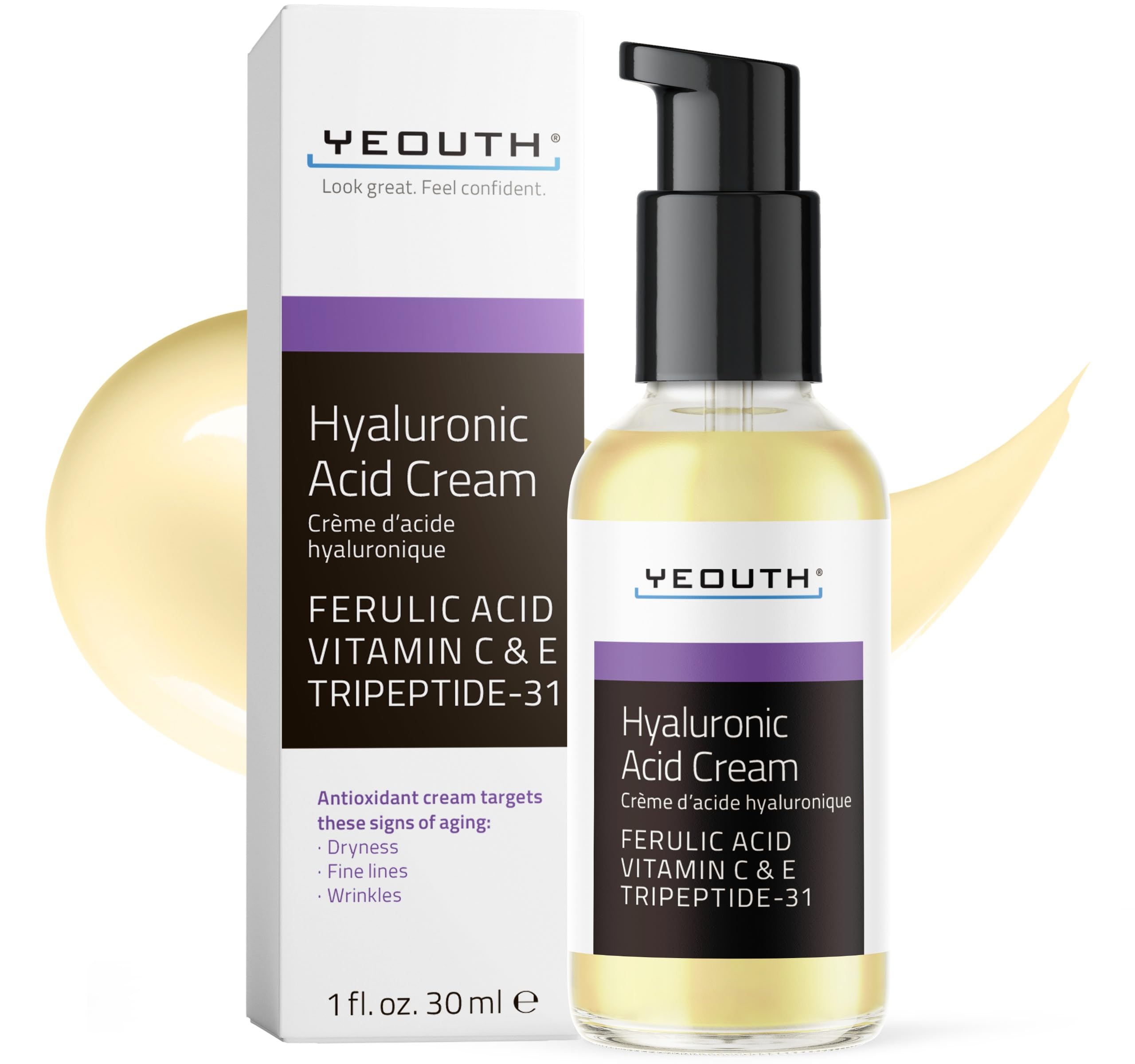 YEOUTH Hyaluronic Acid Moisturizer Face Cream with Vitamin C, Anti Aging Hyaluronic Acid Face Cream Targets Wrinkles, Dry Dull Skin & Dark Spots