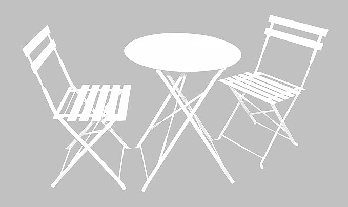 Magna Homewares Bistro Metal Folding Outdoor, Indoor Table & Chairs Set