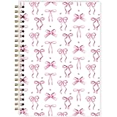 NSHIFMO Pink Bow Notebook, Cute Preppy Bow Item, Gift For Women, School Supplies For Girls, Stylish Pink Spiral Journal 5.5X8.3 Inches - A12