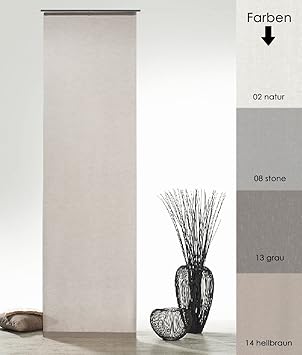 fashion and joy Flächenvorhang Natur Batist Optik inkl. Zubehör HxB 245x60 cm in Stone - Schiebegardine einfarbig matt Stein 