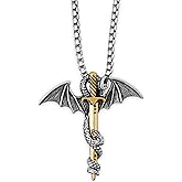 HAQUIL Dragon Sword Pendant Necklace, Stainless Steel, Unisex, Gothic, Men, Punk Enthusiasts, Retro Style Lovers