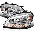 Spec-D Tuning Chrome Projector Headlights w/LED Sequential Signal Compatible with 2006-2008 Mercedes Benz W164 ML350 ML500 ML-Class, Left + Right Pair Headlamps Assembly