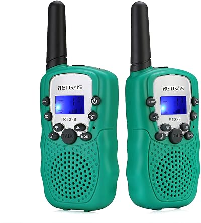 Retevis RT388 Walkie Talkies for Kids 8 Channels VOX LED Flashlight 2 Pack Green