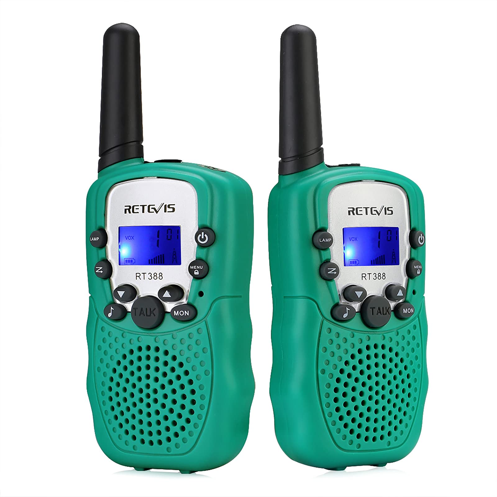 Retevis RT388 Walkie Talkies for Kids, Kids Walkie Talkies, 8 Channels PMR446 Flashlight VOX, Kids Toy Gifts, for Camping Hiking Garden or Other Outdoor Activities (2 Pieces, Green)