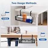 Luqixcey No Drill Under Desk Cable Management Tray Sturdy Metal Clamp Black view 7