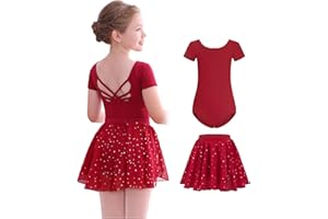 MdnMd Long Sleeve Dance Ballet Leotards for Girls Toddler Skirt Combo Ballerina Dresses Outfit Hollow Knot Back