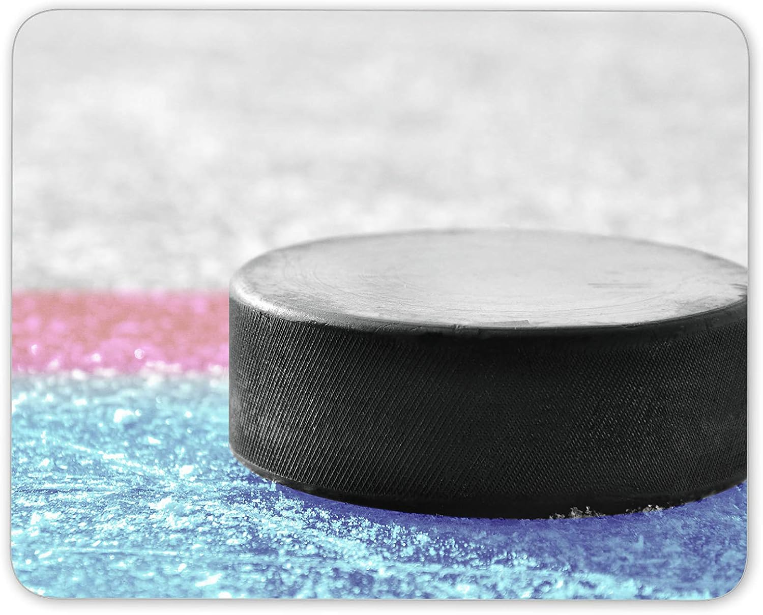 Ice Hockey Puck Mouse Mat Pad - Teenager Boys Ice Skater Computer #14196, Multicolor, 23.5cm x 19.6cm x 5mm