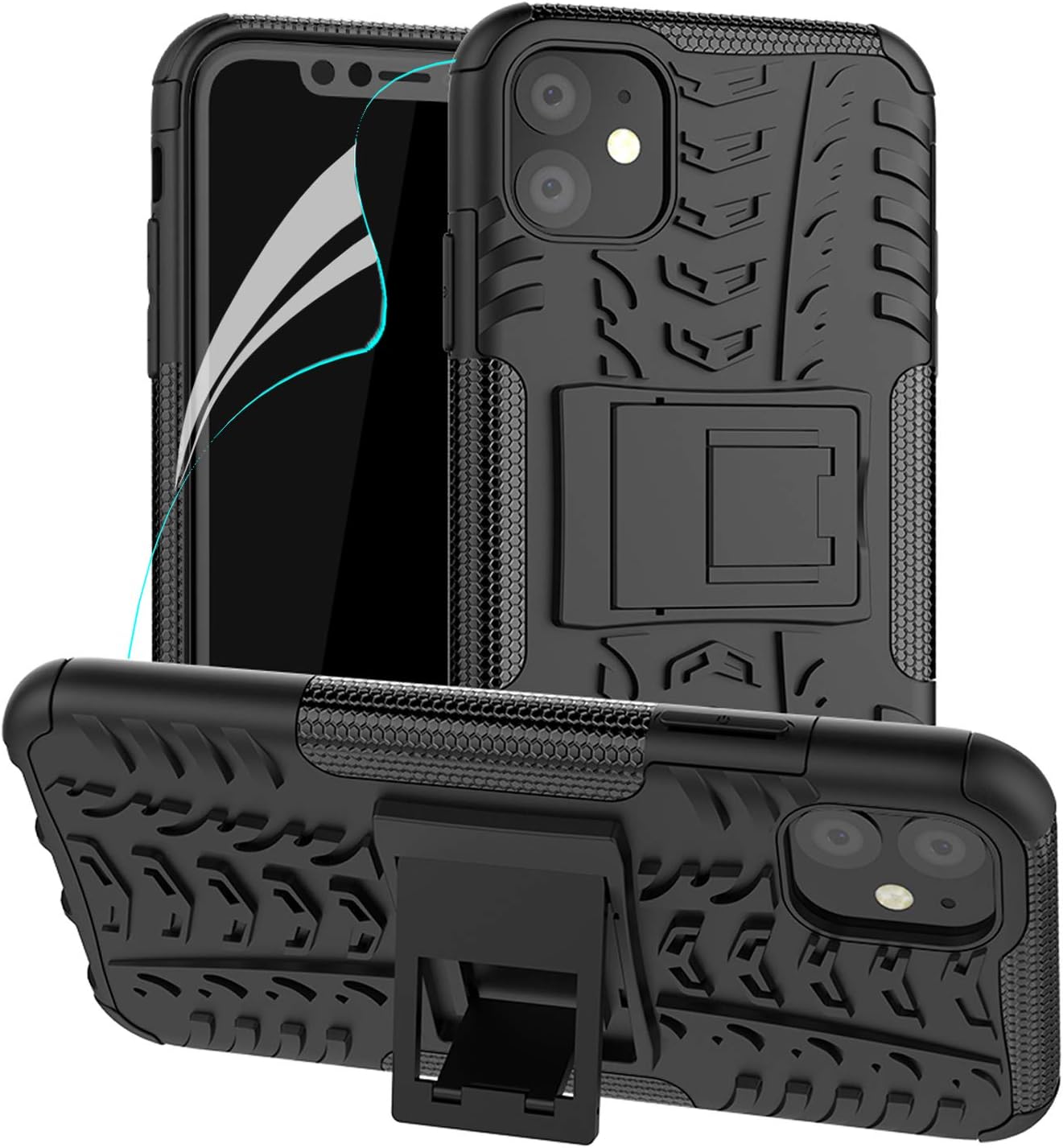 iPhone 11 Pro Max Case with Screen Protector,iPhone 11 Pro Max Armor Case,Dual Layer Shockproof Wallet Slim Protective with Kickstand Hard Phone Case Cover for iPhone 11 Pro Max [6.5 Inch] Black