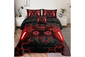 LRIS BEDDING 5 Pieces Bed in a Bag for Boys Bedding Sets Twin Size,Gamer Comforter Sets for Boys Kids, Gaming Comforter Set for Boys Room Decor with Flat Sheet,Fitted Sheet,Pillowcase,Cushion Cover