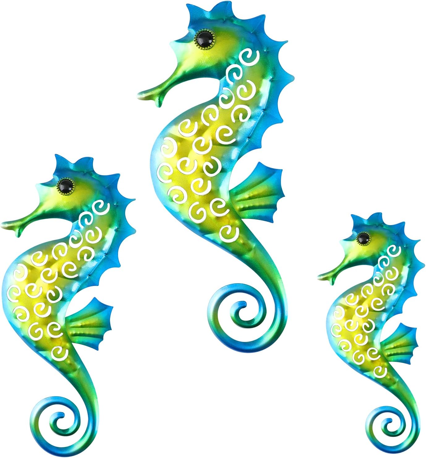 Plaques & Wall Art - FLHJYF Metal Seahorse for Beach Sea Decor, Seahorse Wall Art Decor,Decoration for Bathroom Bedroom Fence Home Indoor Outdoor 3 Pack