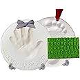 Baby Handprint Footprint Keepsake Ornament Kit (Makes 2) - Bonus Stencil for Personalized Christmas, Newborn, New Mom & Showe